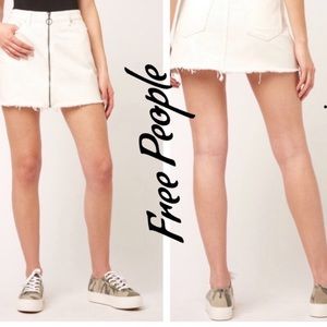 White free people denim skirt
